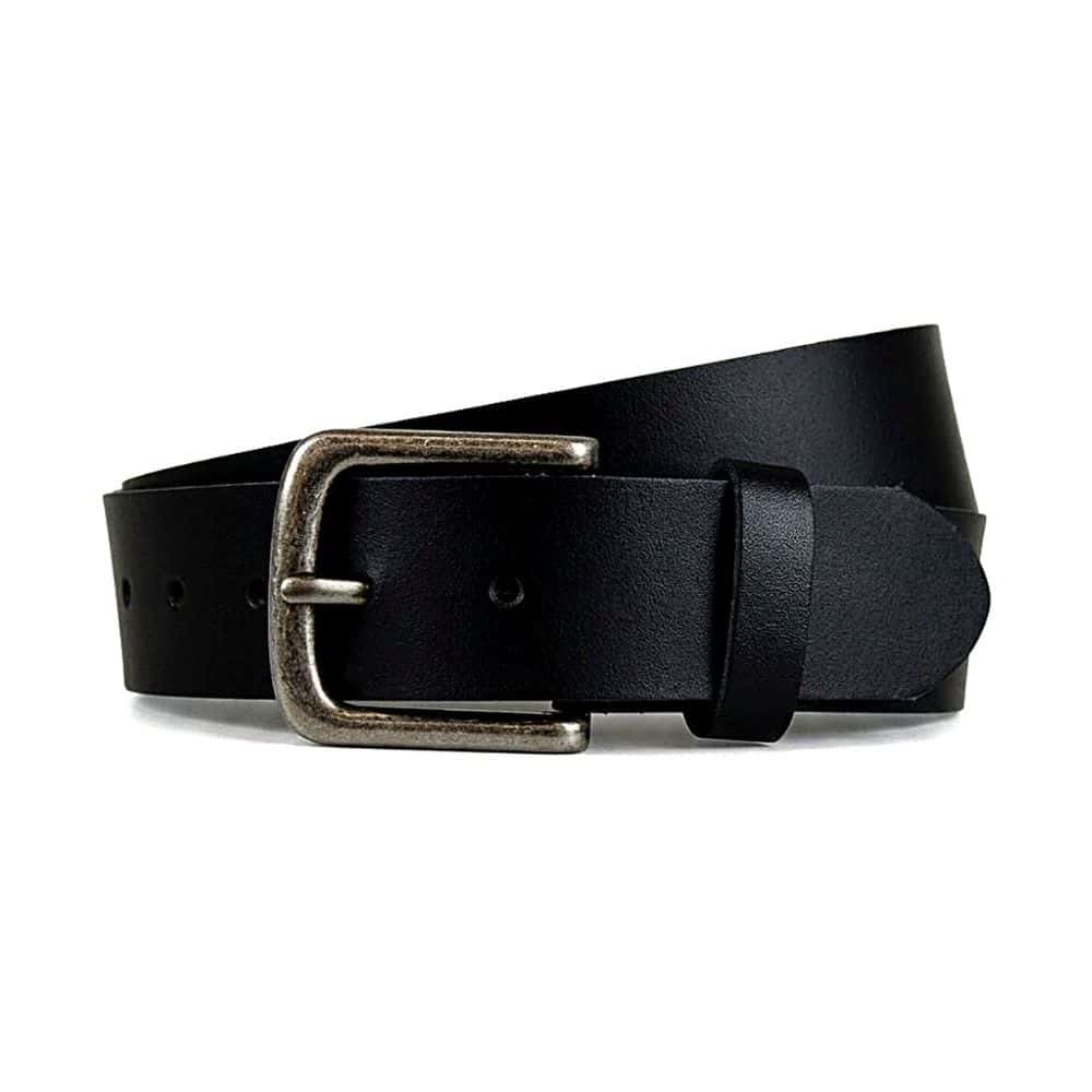 Leren Riem Heren en Dames – Zwarte Riem van Echt Leer – Zilverkleurige Gesp – Inkortbaar